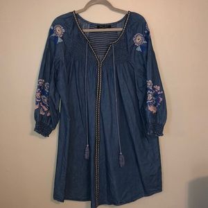 Chambray Embroidered Dress